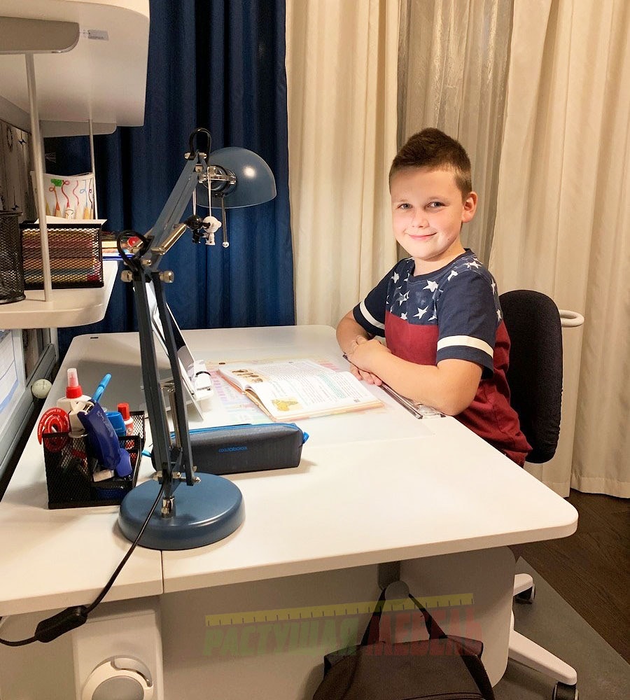 Растущая парта moll Champion c навесной панелью Flex Desk и эргономичным стулом moll Maximo