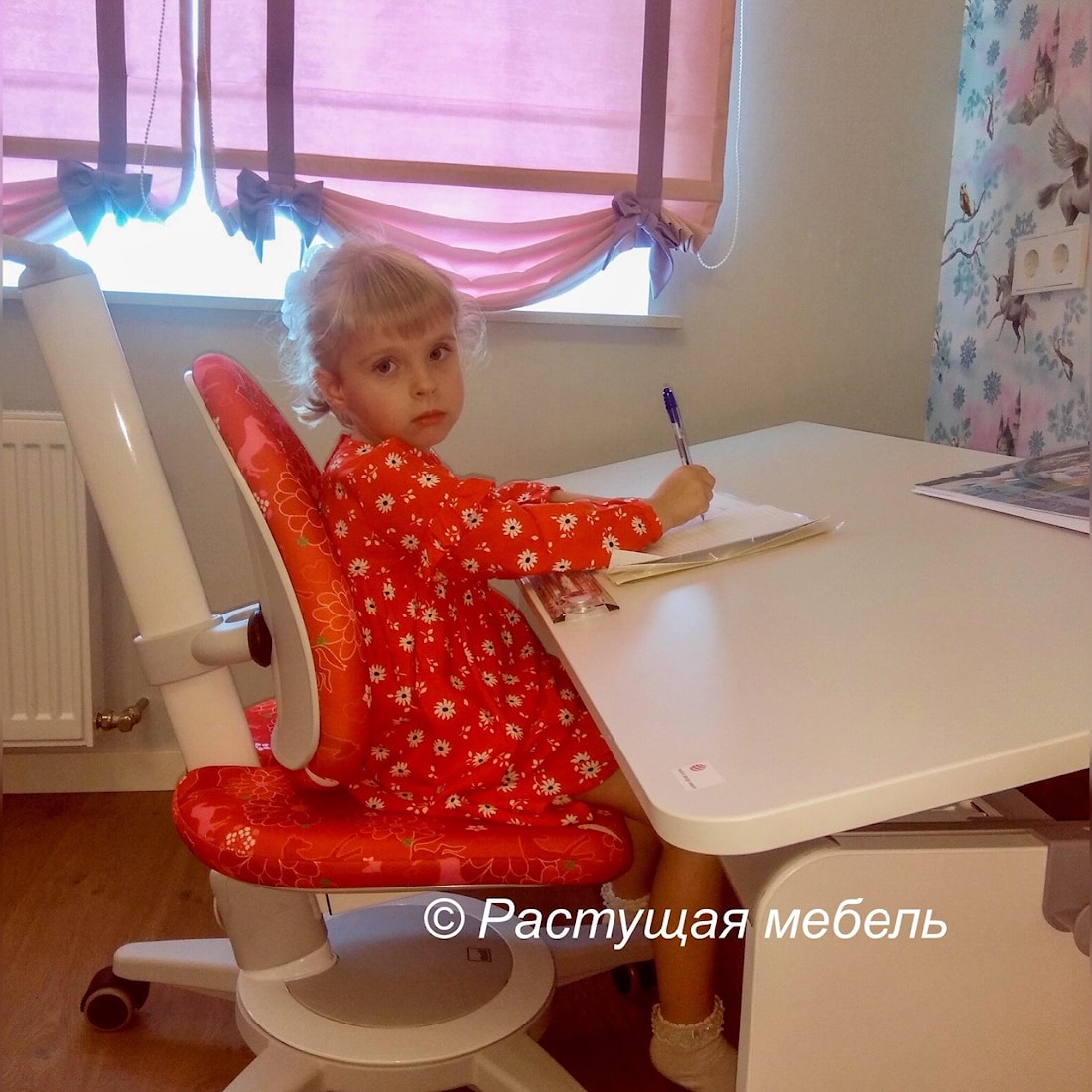 Растущие парта moll Champion и стул moll Maximo в интерьере