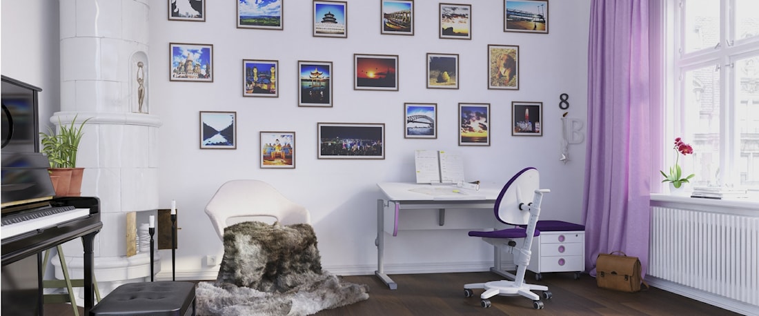 Растущий стол-парта moll Joker со стулом moll Maximo, тумба Cubic