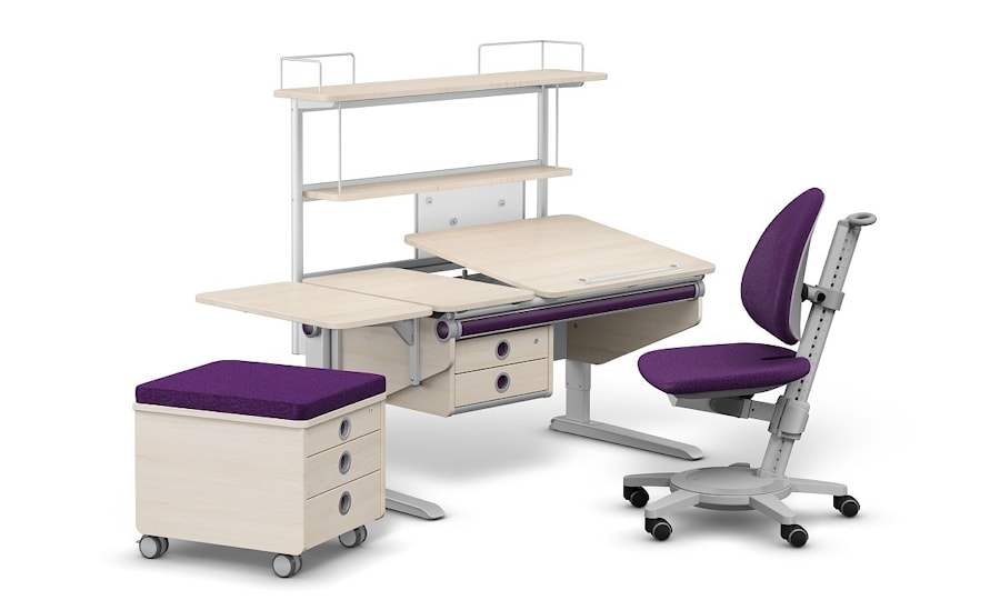 Вариант оформления парты Winner Split и тумбы Pro и Twin в тон расцветки стула и подушки-сиденья