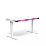 Регулируемый стол moll T6 L Белый каркас/черн. профиль/5 ящиков розовых/3 розетки