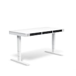 Регулируемый стол moll T6 L Белый каркас/серебр. профиль/5 ящиков черных /3 розетки