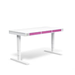 Регулируемый стол moll T6 L Белый каркасс/серебр. профиль/5 ящиков розовых/3 розетки