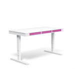 Регулируемый стол moll T6 L Белый каркас/белый профиль/5 ящиков розовых/3 розетки